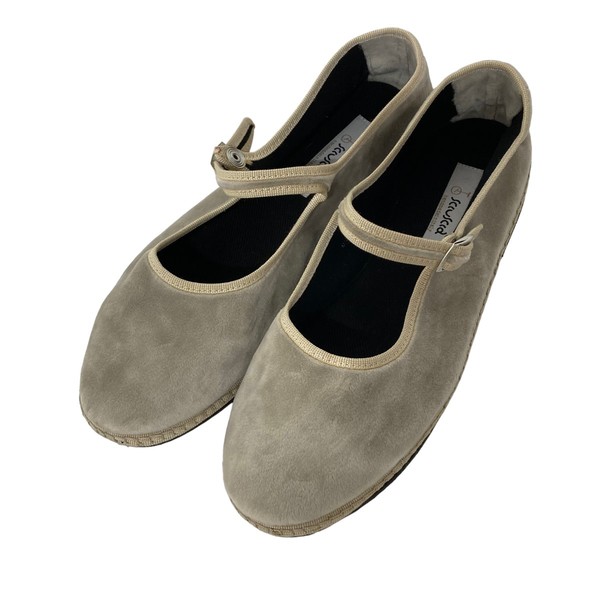 sciuscia シューシャ黒 ベロア バレエシューズ ストラップ付き