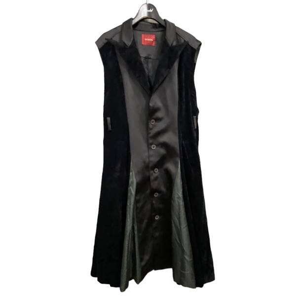【美品】hazama　揺らめくロングベスト　ブラック　黒　ベロア　ハロウィン 極美品】hazama 揺らめくロングベスト ブラック 黒 ベロア ハロウィン